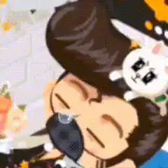 Anime character crying with a bunny plush