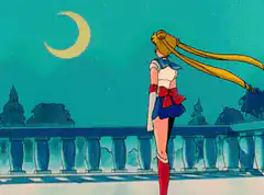 Sailor Moon looking at the moon