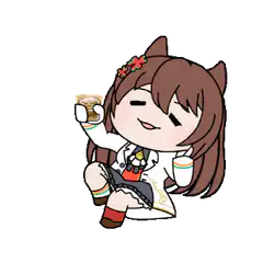 chibi girl holding drink
