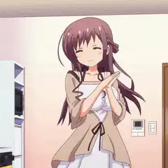 anime girl praying with closed eyes