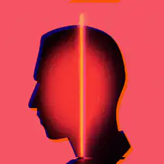 Glitching human head silhouette