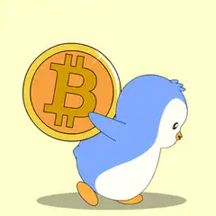 Penguin carrying Bitcoin