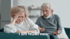 Old couple arguing on couch