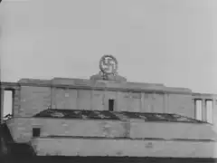 Nazi eagle and swastika statue exploding