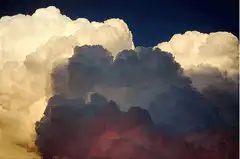 Dramatic storm clouds at sunset