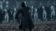 Jon Snow raises sword to charge