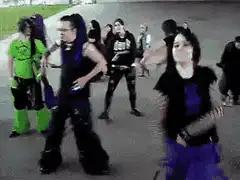 Group of people dancing outdoors