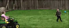 Girl in toy truck hits boy