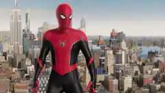 Spider-Man PS4 suit standing on skyscraper