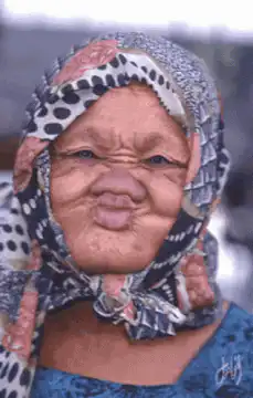 Old woman making a funny face