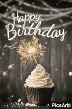Happy Birthday cupcake with sparkler