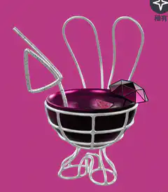 3D animated cocktail glass with umbrella