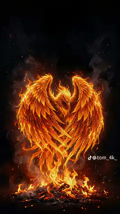Phoenix rising from flames