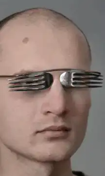 Man wearing fork glasses