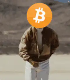 Bitcoin head person pointing