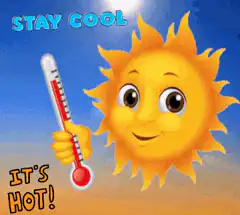 Cartoon Sun Holding Thermometer