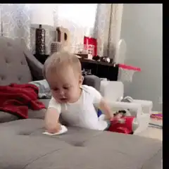 Baby wiping ottoman with cloth