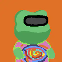 Green frog with spiral shirt