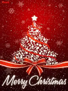 Animated Christmas tree with falling snow