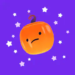 Sad orange pumpkin spinning