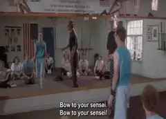 Daniel LaRusso bows to his sensei