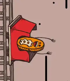 Bitcoin coin falling into red box