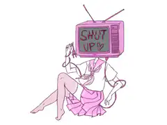TV Head Girl Holding Phone
