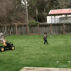 kid runs into toy car