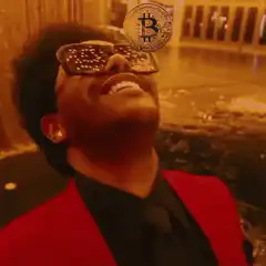 The Weeknd laughing with Bitcoin