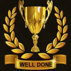 Golden trophy with well done text