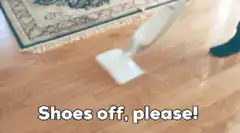 Vacuum cleaner nudges shoe