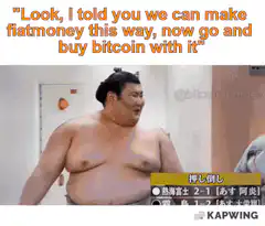 Sumo wrestler holding cash buy bitcoin