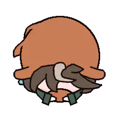 brown blob character rolling