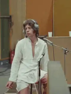 Mick Jagger singing in studio