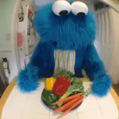Cookie Monster eats vegetables