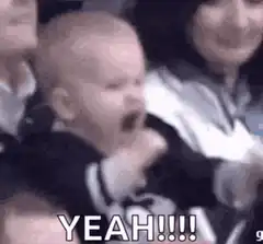 Baby cheering yeah