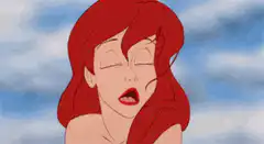 Ariel sighs and looks annoyed