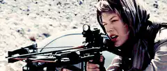 Alice fires crossbow bolt