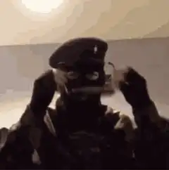 Soldier puts on sunglasses
