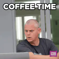 Man drinks coffee from giant cup
