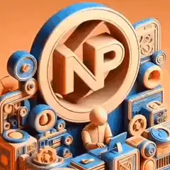 3D NP Logo with Typing Figure