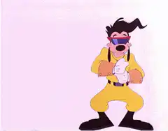 Goofy dancing in yellow suit