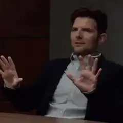Adam Scott explaining with hands
