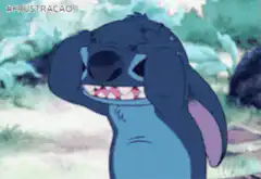 Stitch crying and pulling his mouth