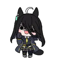 chibi black cat girl waving
