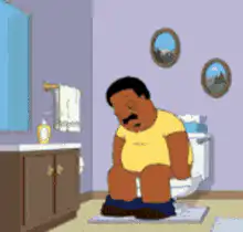 Cleveland Brown sitting on the toilet