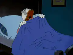 Donald Duck screaming in bed