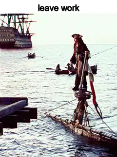 Pirate jumping off mast to dock
