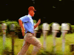 Man running from car on country road