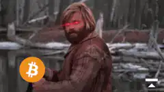 The Mandalorian with Bitcoin laser eyes